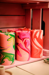 All the Pinks Marbled Pillar Candle